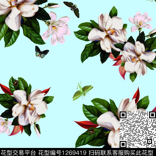 女装复古花卉数码印花华亿平台下载（图片编号: 1269419） - 瓦栏（Walan）