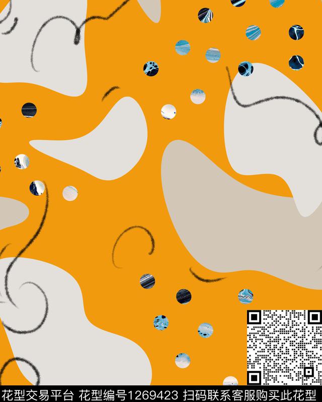 复古几何撞色数码印花华亿平台下载（图片编号: 1269423） - 瓦栏（Walan）