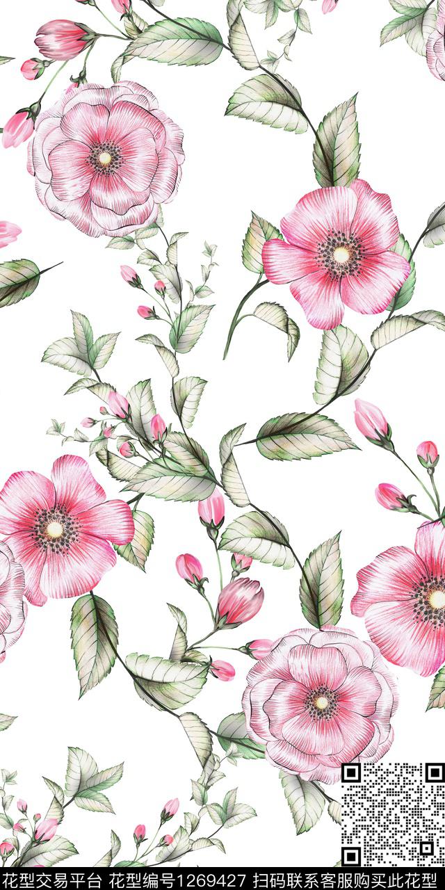 花卉手绘小碎花数码印花华亿平台下载（图片编号: 1269427） - 瓦栏（Walan）