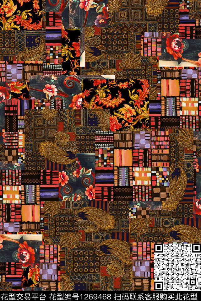 复古民族风中老年数码印花华亿平台下载（图片编号: 1269468） - 瓦栏（Walan）