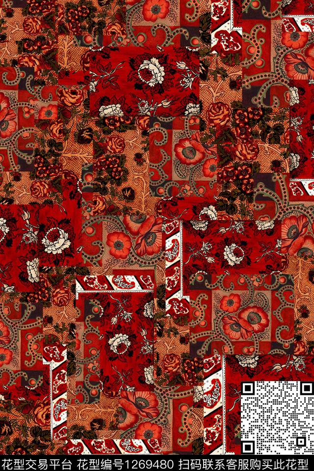 复古民族风中老年数码印花华亿平台下载（图片编号: 1269480） - 瓦栏（Walan）