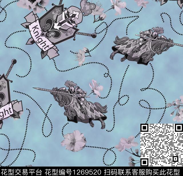 花卉骑士马数码印花华亿平台下载（图片编号: 1269520） - 瓦栏（Walan）