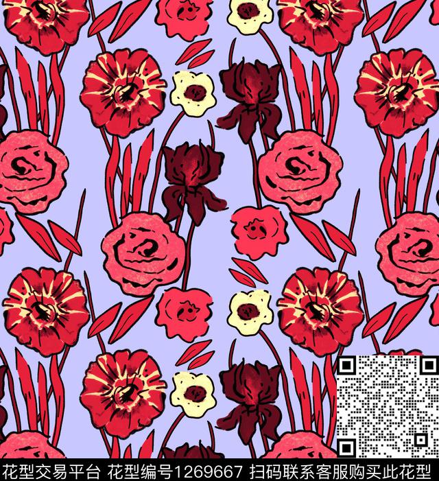玫瑰花数码华亿平台花卉数码印花华亿平台下载（图片编号: 1269667） - 瓦栏（Walan）