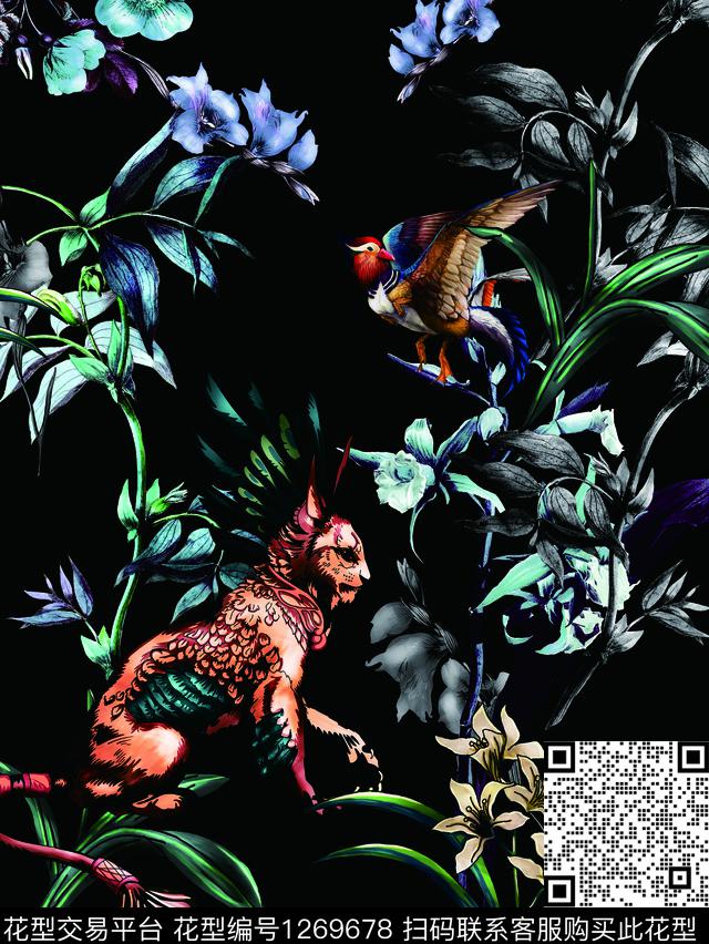 动物定位花花卉数码印花华亿平台下载（图片编号: 1269678） - 瓦栏（Walan）
