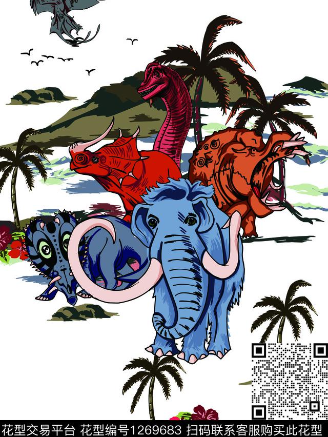 动物花卉大象传统印花华亿平台下载（图片编号: 1269683） - 瓦栏（Walan）