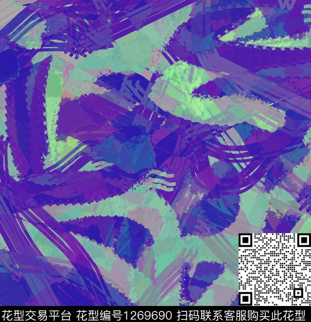 炫彩绘画几何数码印花华亿平台下载（图片编号: 1269690） - 瓦栏（Walan）