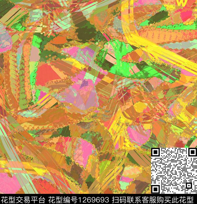 炫彩绘画几何数码印花华亿平台下载（图片编号: 1269693） - 瓦栏（Walan）