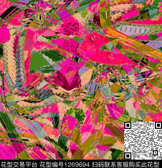 炫彩绘画几何数码印花华亿平台下载（图片编号: 1269694） - 瓦栏（Walan）