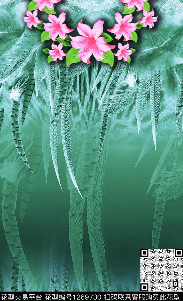 数码华亿平台定位花连衣裙数码印花华亿平台下载（图片编号: 1269730） - 瓦栏（Walan）