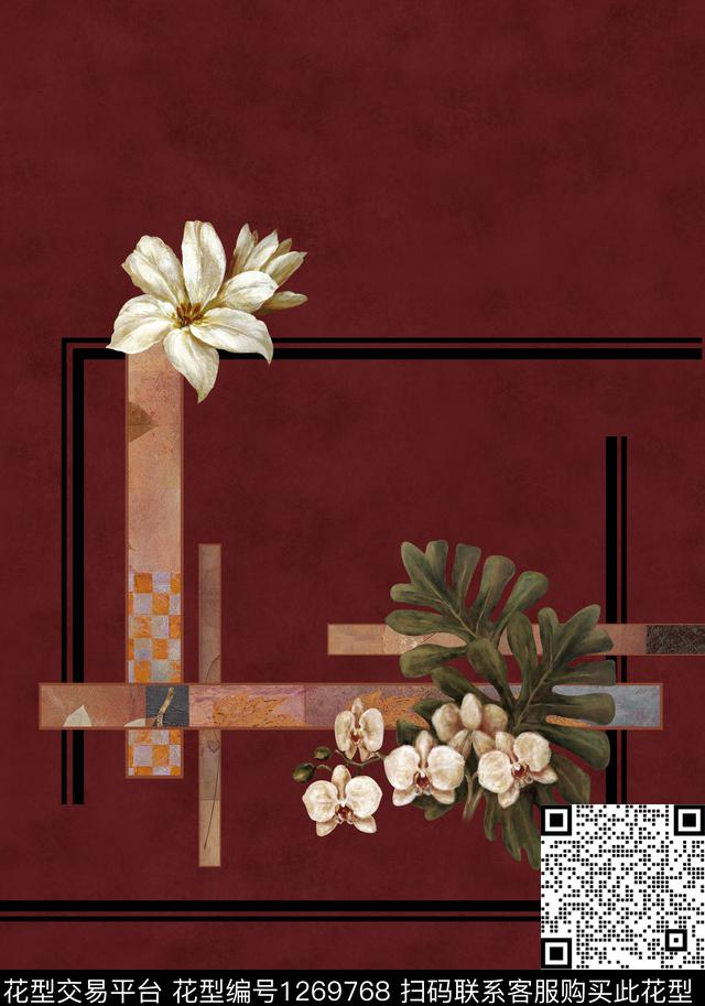 定位花线条中老年数码印花华亿平台下载（图片编号: 1269768） - 瓦栏（Walan）