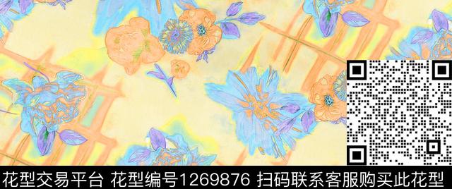 花卉手绘速写草图数码印花华亿平台下载（图片编号: 1269876） - 瓦栏（Walan）