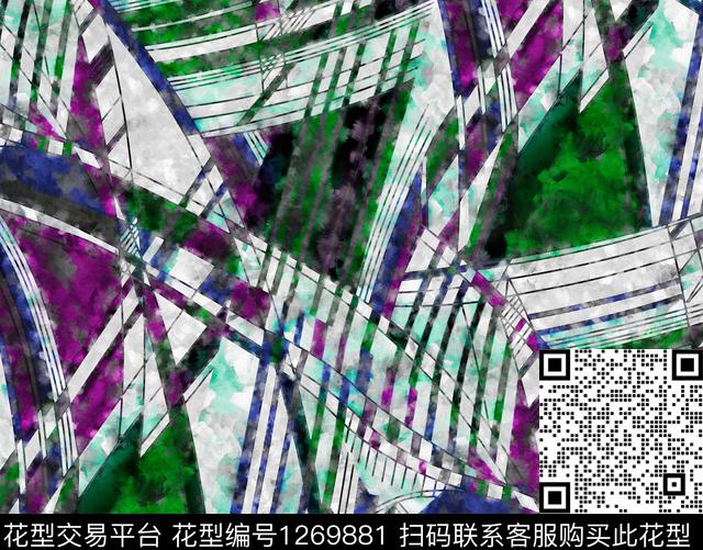 几何手绘艺术绘画数码印花华亿平台下载（图片编号: 1269881） - 瓦栏（Walan）