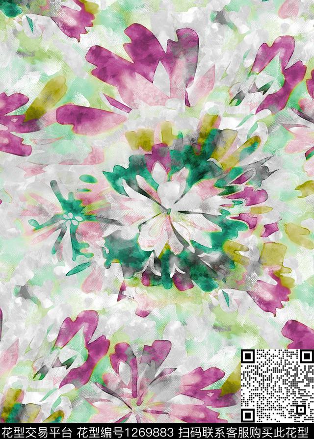 花卉手绘艺术绘画数码印花华亿平台下载（图片编号: 1269883） - 瓦栏（Walan）