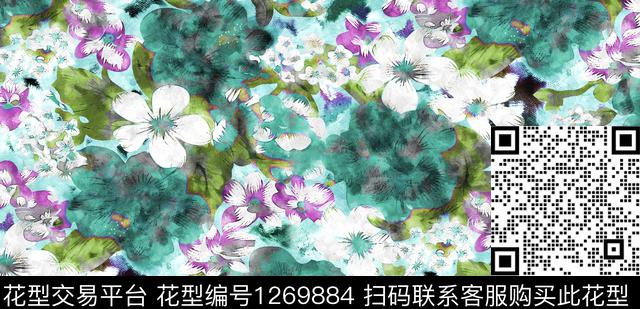 花卉手绘艺术绘画数码印花华亿平台下载（图片编号: 1269884） - 瓦栏（Walan）
