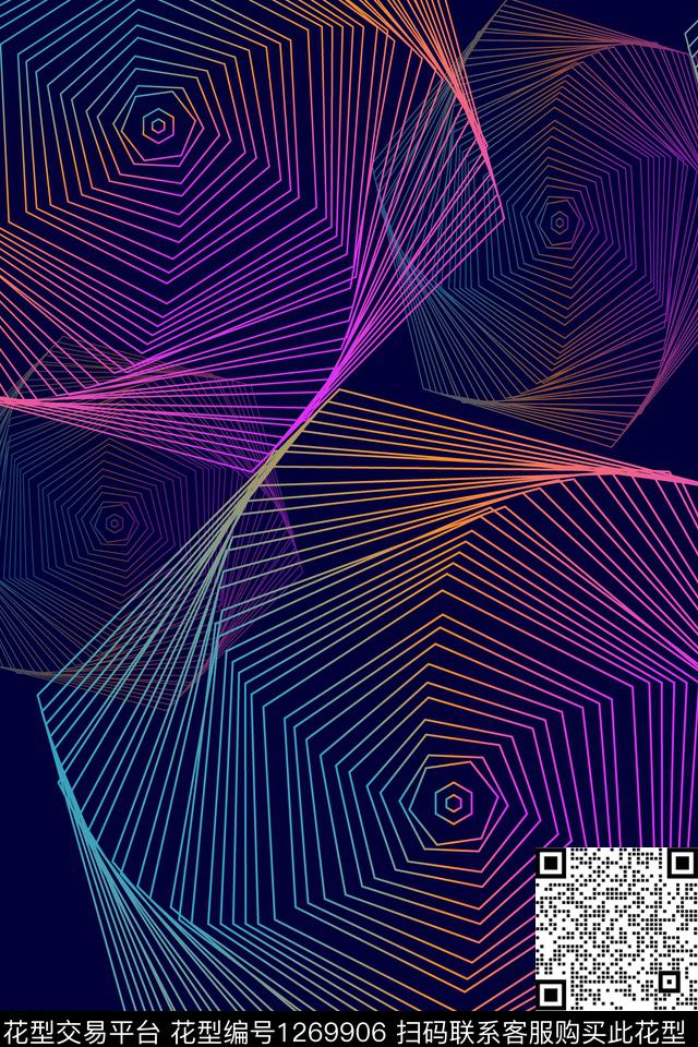 几何男装渐变线条数码印花华亿平台下载（图片编号: 1269906） - 瓦栏（Walan）