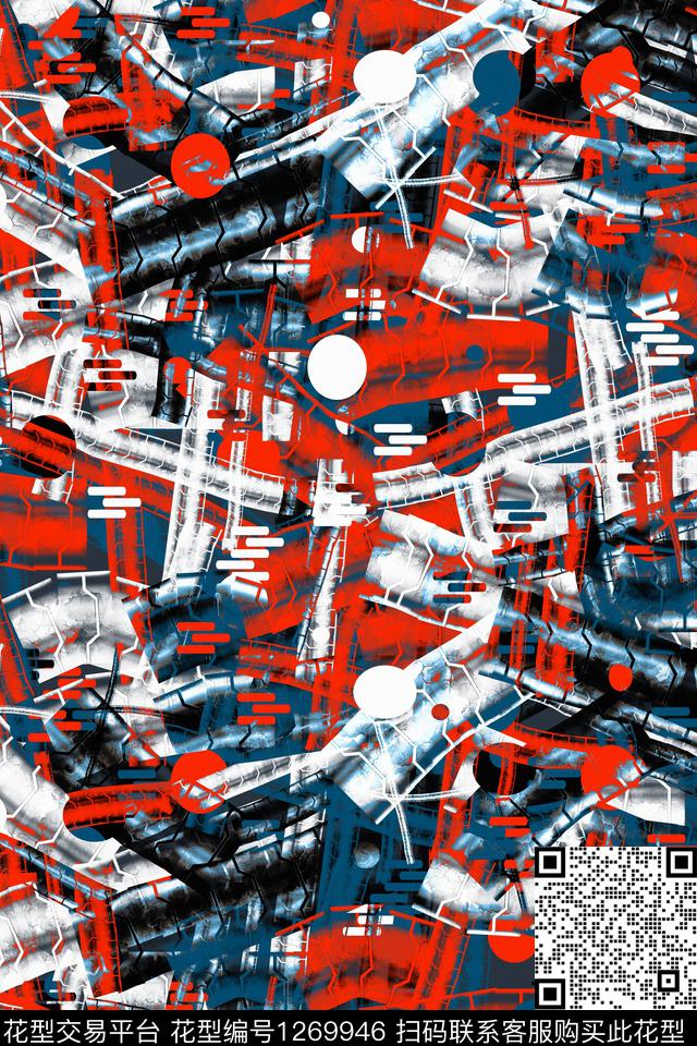 纹理抽象男装数码印花华亿平台下载（图片编号: 1269946） - 瓦栏（Walan）