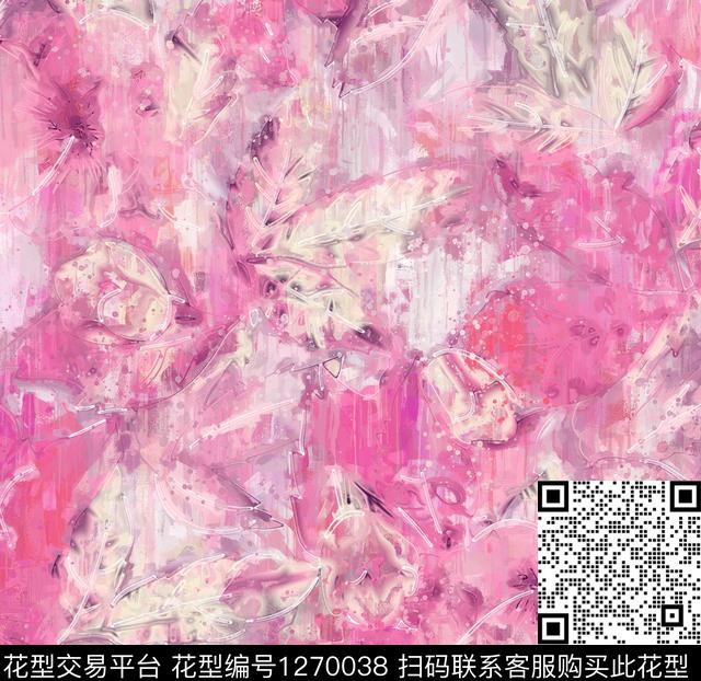 抽象手绘油画印象派数码印花华亿平台下载（图片编号: 1270038） - 瓦栏（Walan）