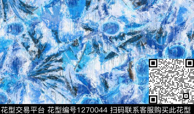 抽象手绘油画印象派数码印花华亿平台下载（图片编号: 1270044） - 瓦栏（Walan）