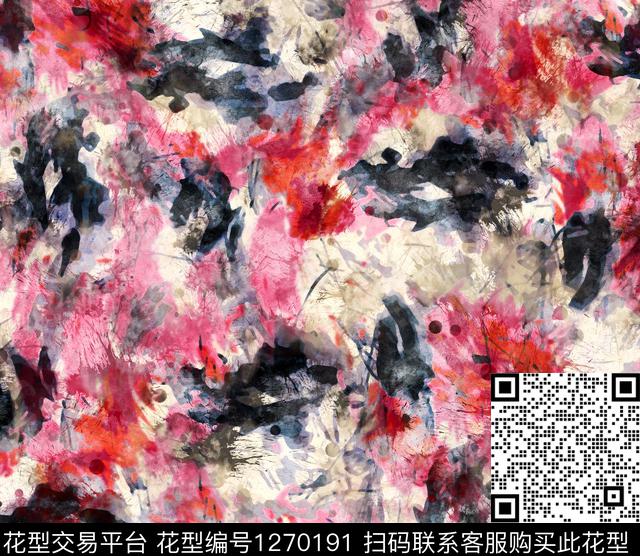 水彩花卉手绘数码印花华亿平台下载（图片编号: 1270191） - 瓦栏（Walan）