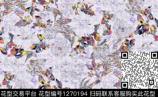 花卉手绘I数码印花华亿平台下载（图片编号: 1270194） - 瓦栏（Walan）