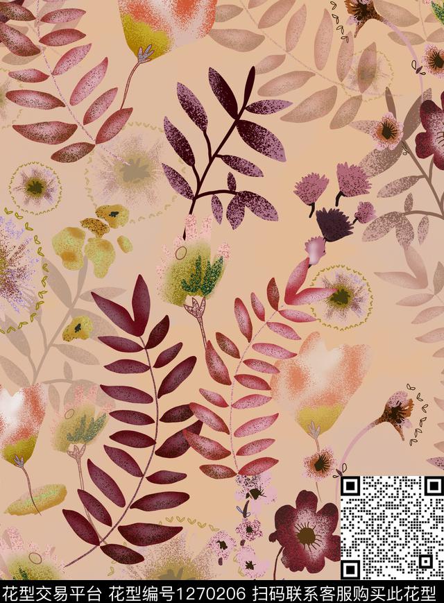 花卉植物蒲公英数码印花华亿平台下载（图片编号: 1270206） - 瓦栏（Walan）