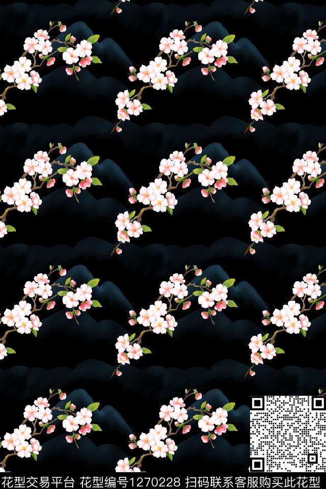 花卉梅花手绘数码印花华亿平台下载（图片编号: 1270228） - 瓦栏（Walan）