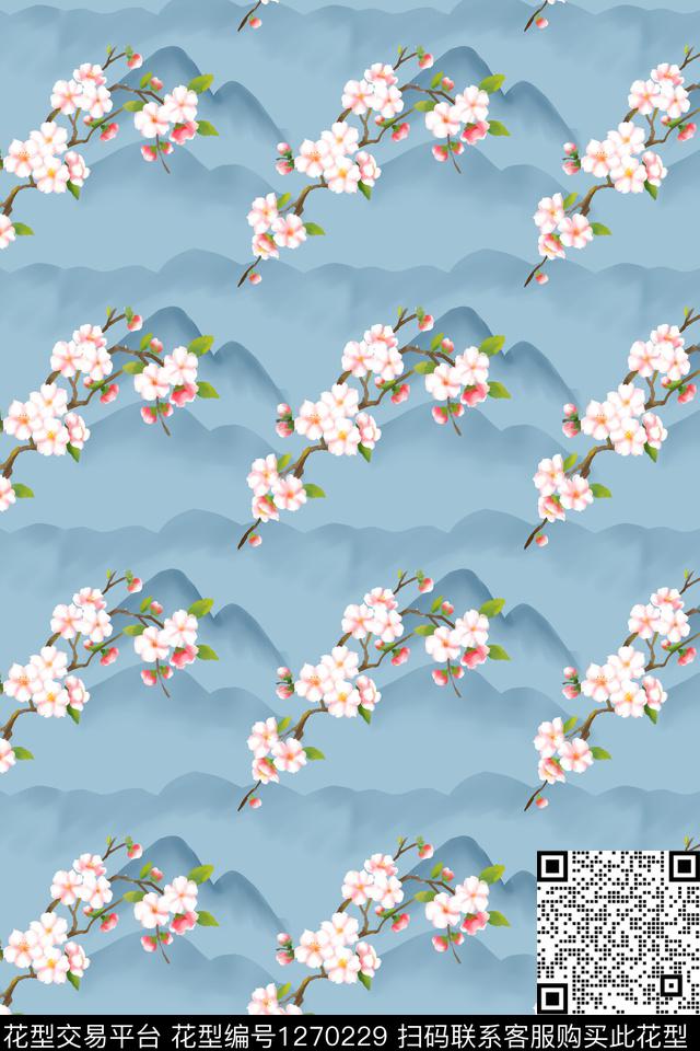 花卉梅花手绘数码印花华亿平台下载（图片编号: 1270229） - 瓦栏（Walan）