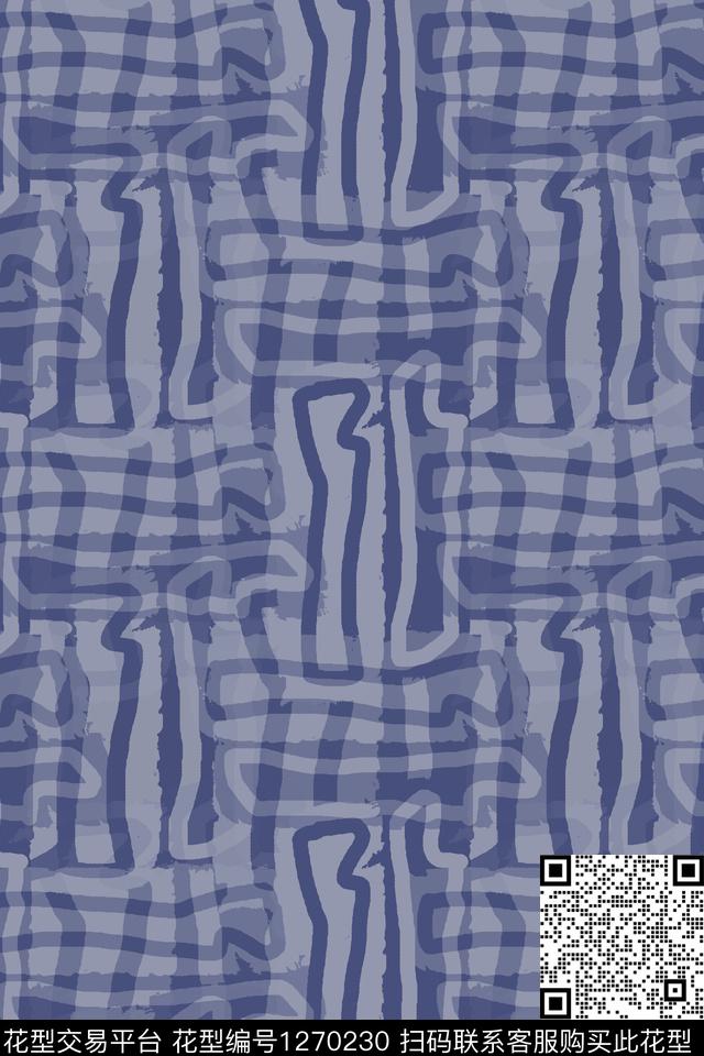 抽象男装休闲花卉手绘线条笔触传统印花华亿平台下载（图片编号: 1270230） - 瓦栏（Walan）