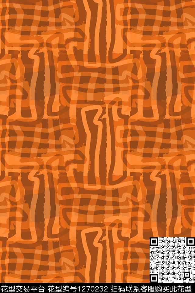 抽象男装休闲花卉手绘线条笔触传统印花华亿平台下载（图片编号: 1270232） - 瓦栏（Walan）