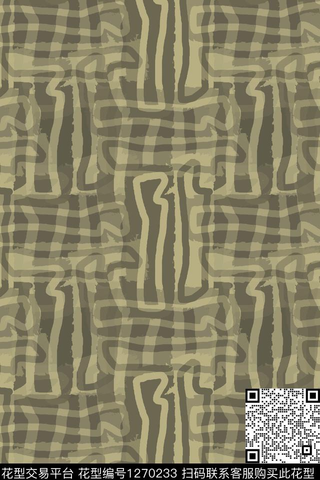 抽象男装休闲花卉手绘线条笔触传统印花华亿平台下载（图片编号: 1270233） - 瓦栏（Walan）