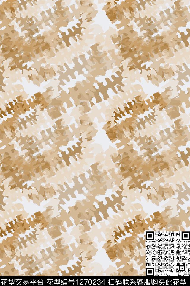 抽象扎染风格男装休闲花卉数码印花华亿平台下载（图片编号: 1270234） - 瓦栏（Walan）