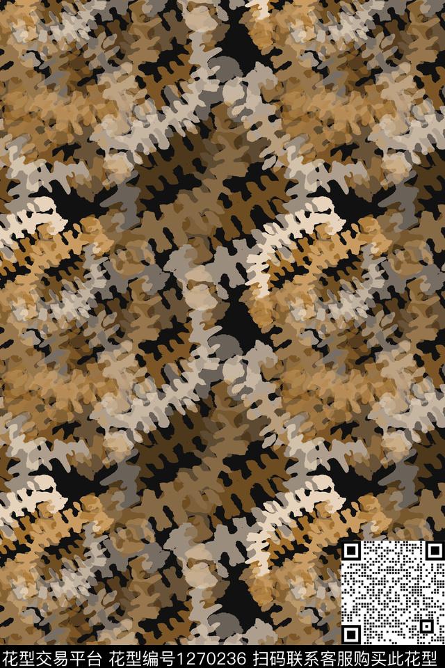 抽象扎染风格男装休闲花卉数码印花华亿平台下载（图片编号: 1270236） - 瓦栏（Walan）