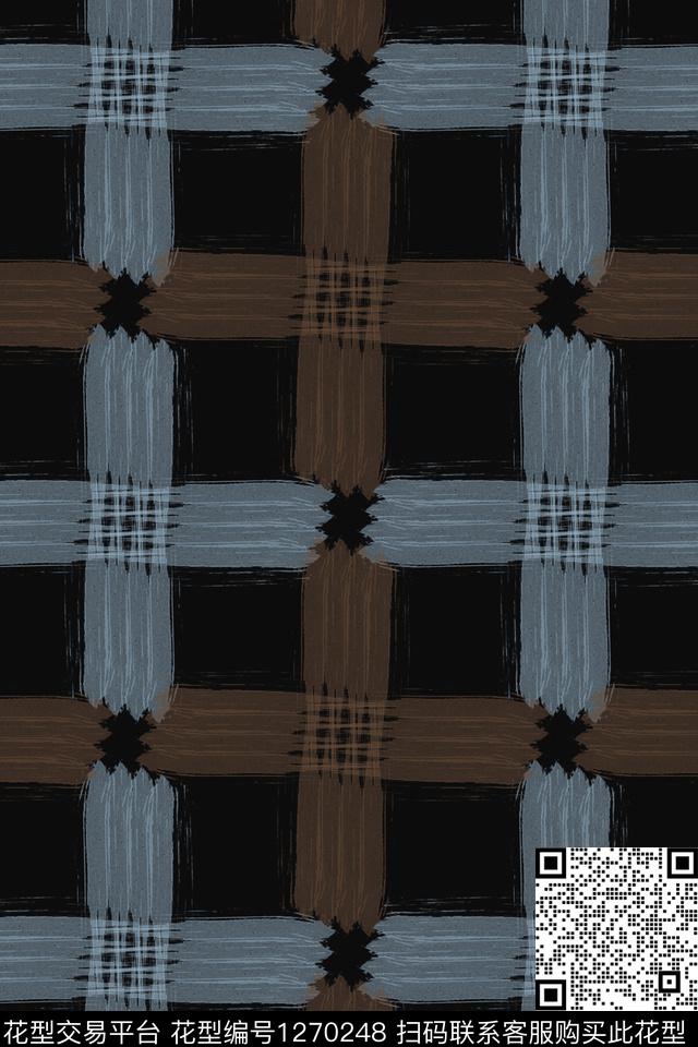 复古男装休闲花卉格子图案数码印花华亿平台下载（图片编号: 1270248） - 瓦栏（Walan）