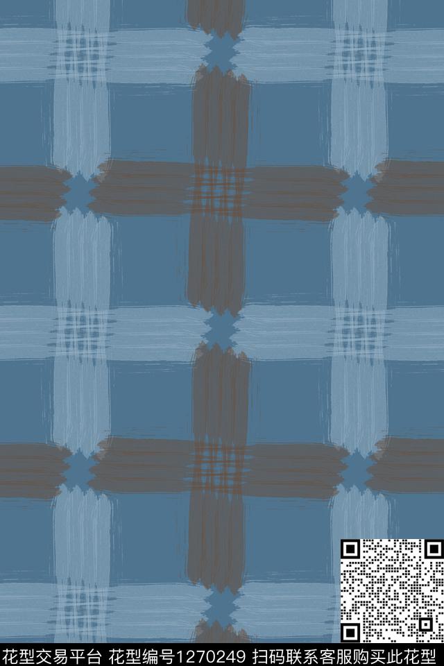 复古男装休闲花卉格子图案数码印花华亿平台下载（图片编号: 1270249） - 瓦栏（Walan）