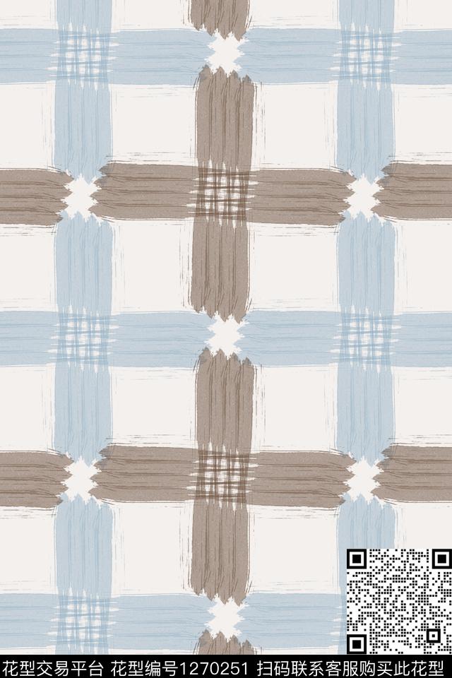 复古男装休闲花卉格子图案数码印花华亿平台下载（图片编号: 1270251） - 瓦栏（Walan）