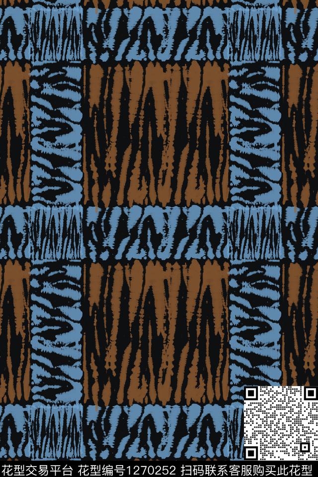 格子混搭男装休闲花卉扎染风格数码印花华亿平台下载（图片编号: 1270252） - 瓦栏（Walan）