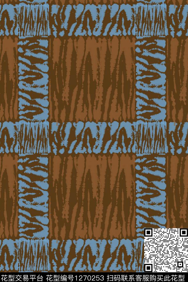 格子混搭男装休闲花卉扎染风格数码印花华亿平台下载（图片编号: 1270253） - 瓦栏（Walan）