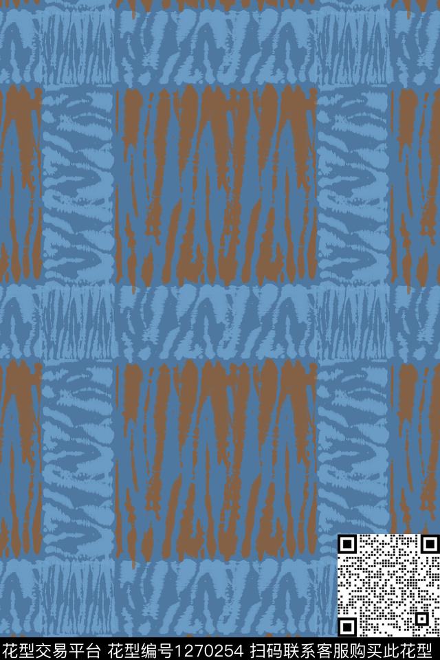 格子混搭男装休闲花卉扎染风格数码印花华亿平台下载（图片编号: 1270254） - 瓦栏（Walan）