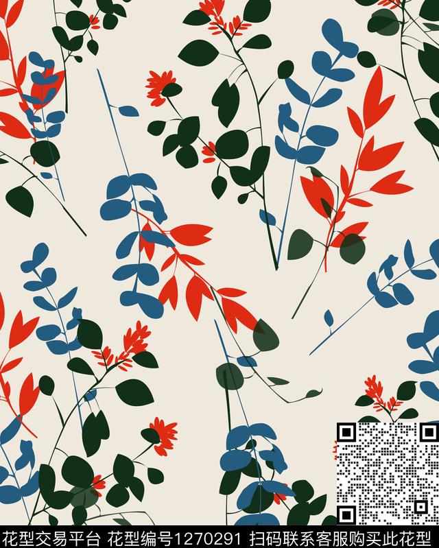复古花卉大牌风传统印花华亿平台下载（图片编号: 1270291） - 瓦栏（Walan）