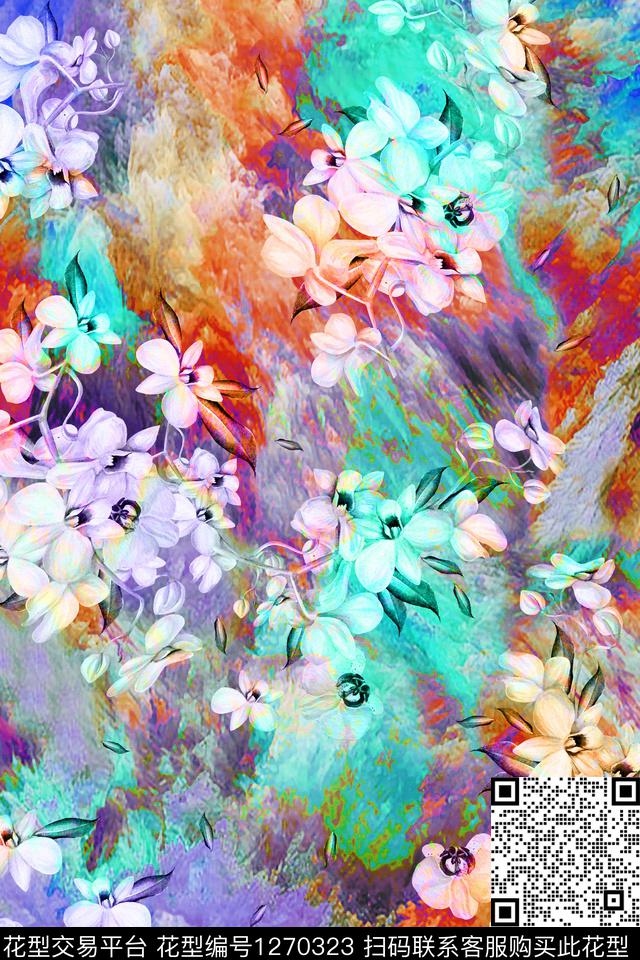 女装花卉大牌风数码印花华亿平台下载（图片编号: 1270323） - 瓦栏（Walan）