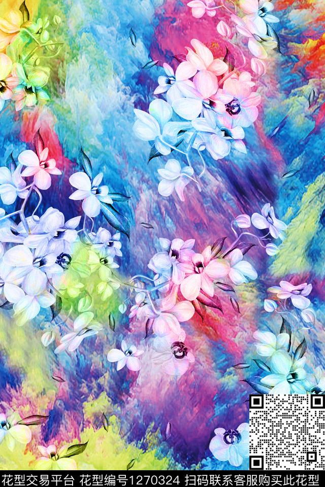 女装花卉大牌风数码印花华亿平台下载（图片编号: 1270324） - 瓦栏（Walan）