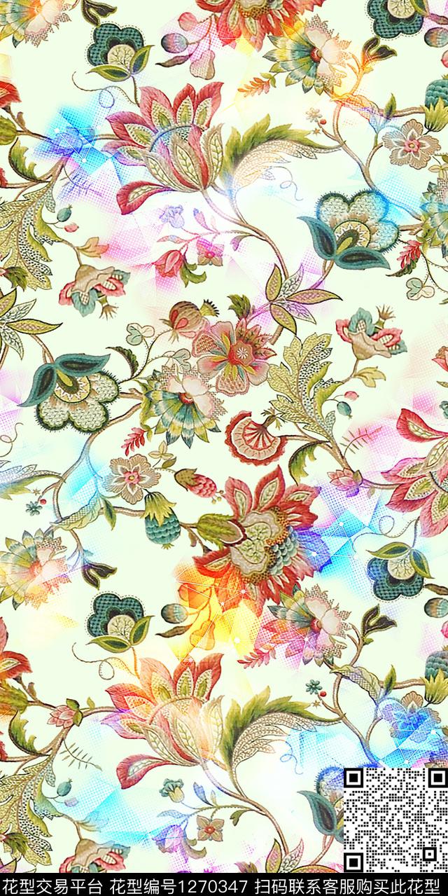 数码华亿平台朦胧花卉洋阳---花卉数码印花华亿平台下载（图片编号: 1270347） - 瓦栏（Walan）