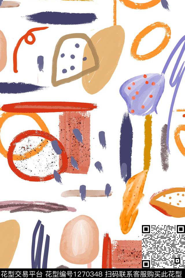 几何大牌风抽象数码印花华亿平台下载（图片编号: 1270348） - 瓦栏（Walan）