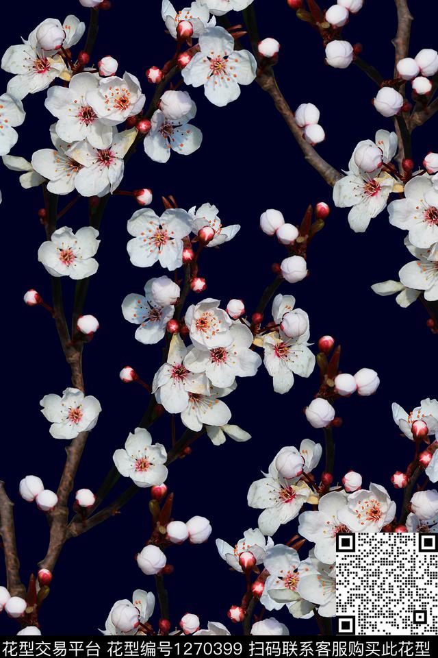 花卉梅花小碎花数码印花华亿平台下载（图片编号: 1270399） - 瓦栏（Walan）