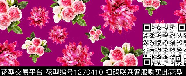 花卉大牌风抽象数码印花华亿平台下载（图片编号: 1270410） - 瓦栏（Walan）
