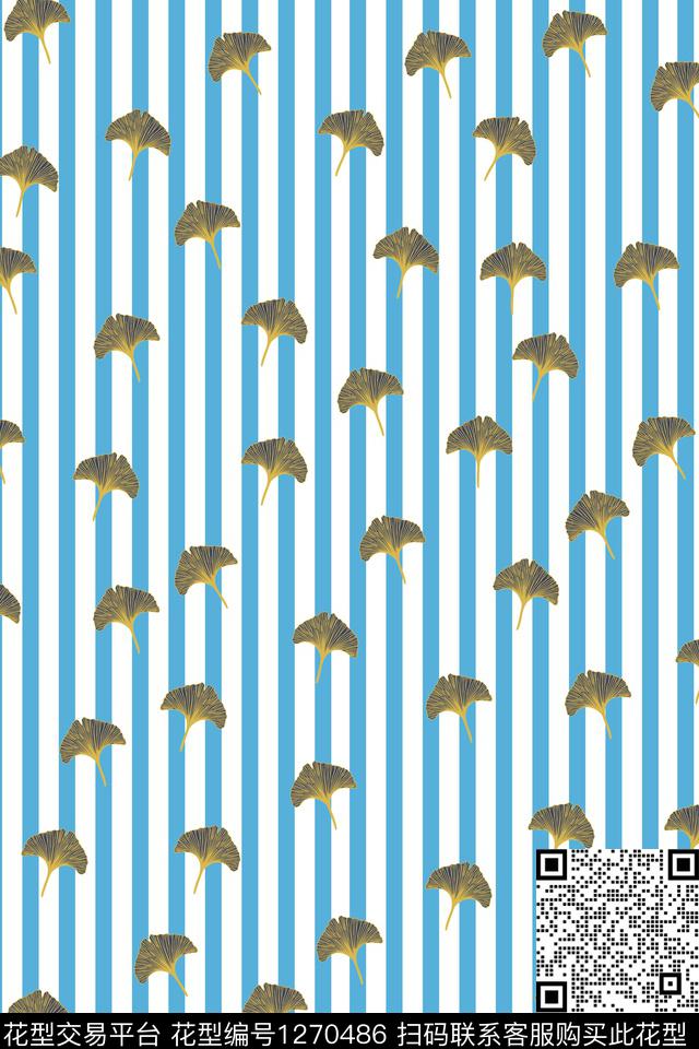 蓝色花卉休闲数码印花华亿平台下载（图片编号: 1270486） - 瓦栏（Walan）