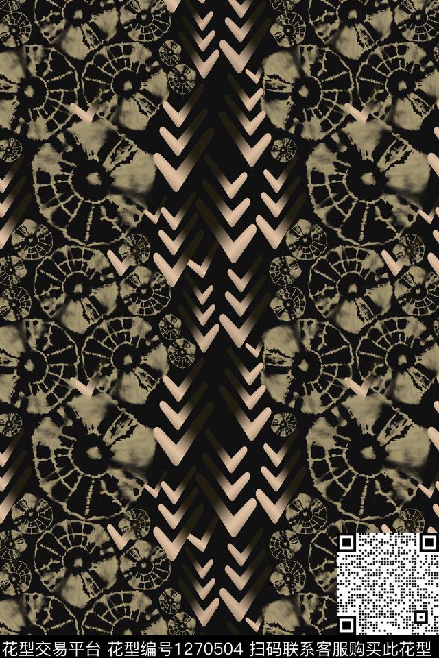 奢华游牧扎染风格男装休闲花卉数码印花华亿平台下载（图片编号: 1270504） - 瓦栏（Walan）