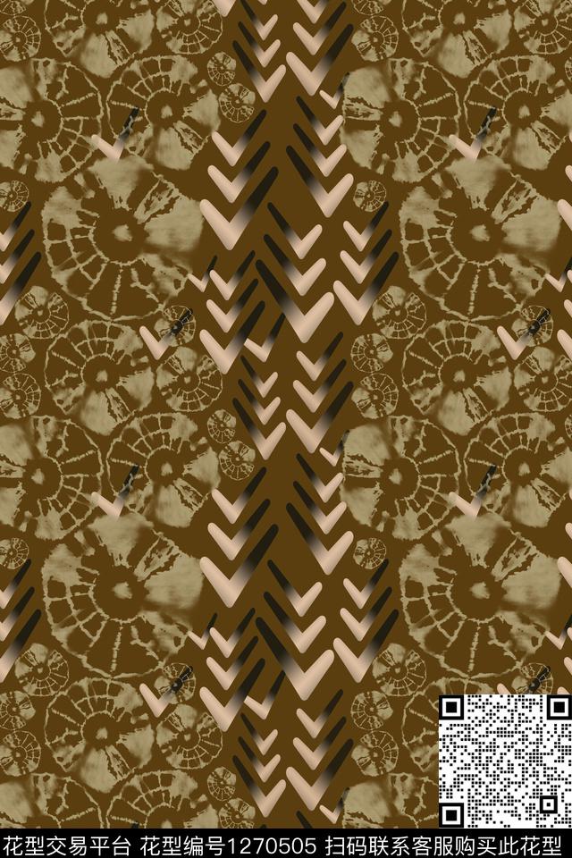 奢华游牧扎染风格男装休闲花卉数码印花华亿平台下载（图片编号: 1270505） - 瓦栏（Walan）