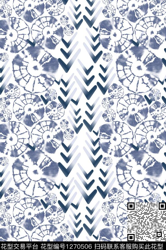 奢华游牧扎染风格男装休闲花卉数码印花华亿平台下载（图片编号: 1270506） - 瓦栏（Walan）