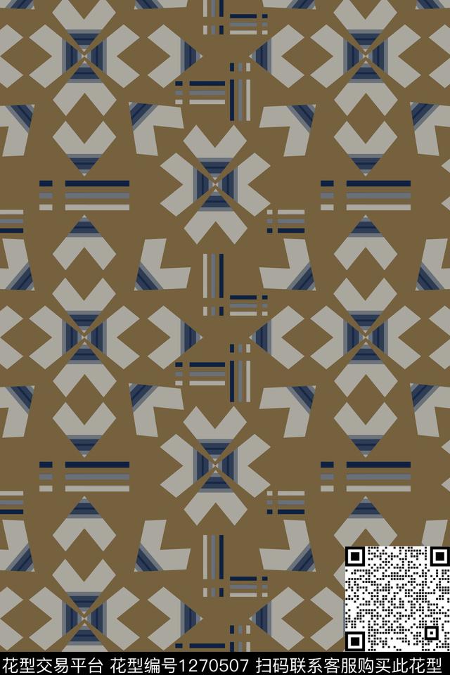 男装休闲花卉奢华游牧几何数码印花华亿平台下载（图片编号: 1270507） - 瓦栏（Walan）